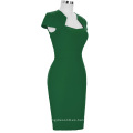 Grace Karin Damas de color verde oscuro caderas envuelto tapa manga retro vintage lápiz bodycon vestido CL008947-5